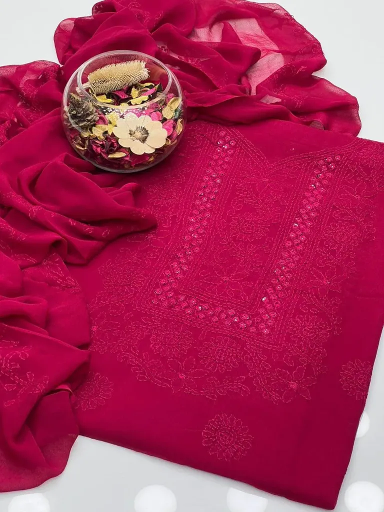 Shadow mirror collection Shirt And Dupata embroidery with four side border dupata