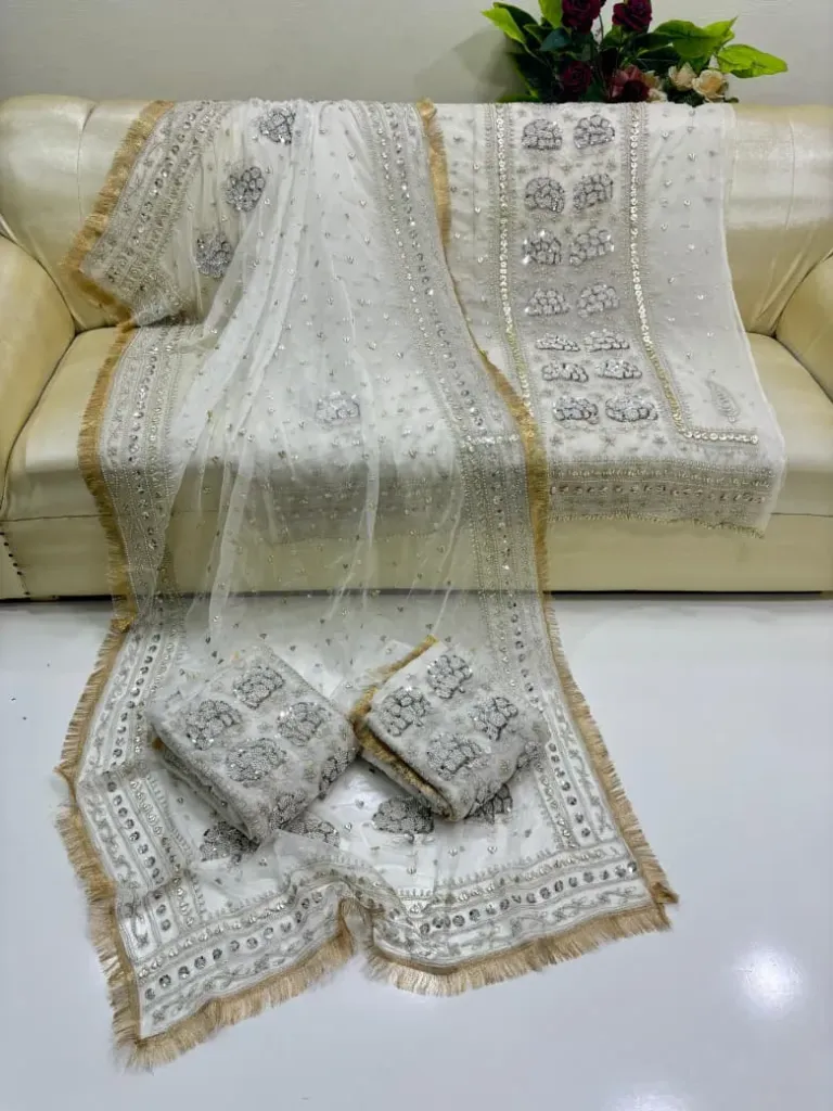 R Cut Moti Sequence + Rose Gold Embr Gotta Party Wear Dresses