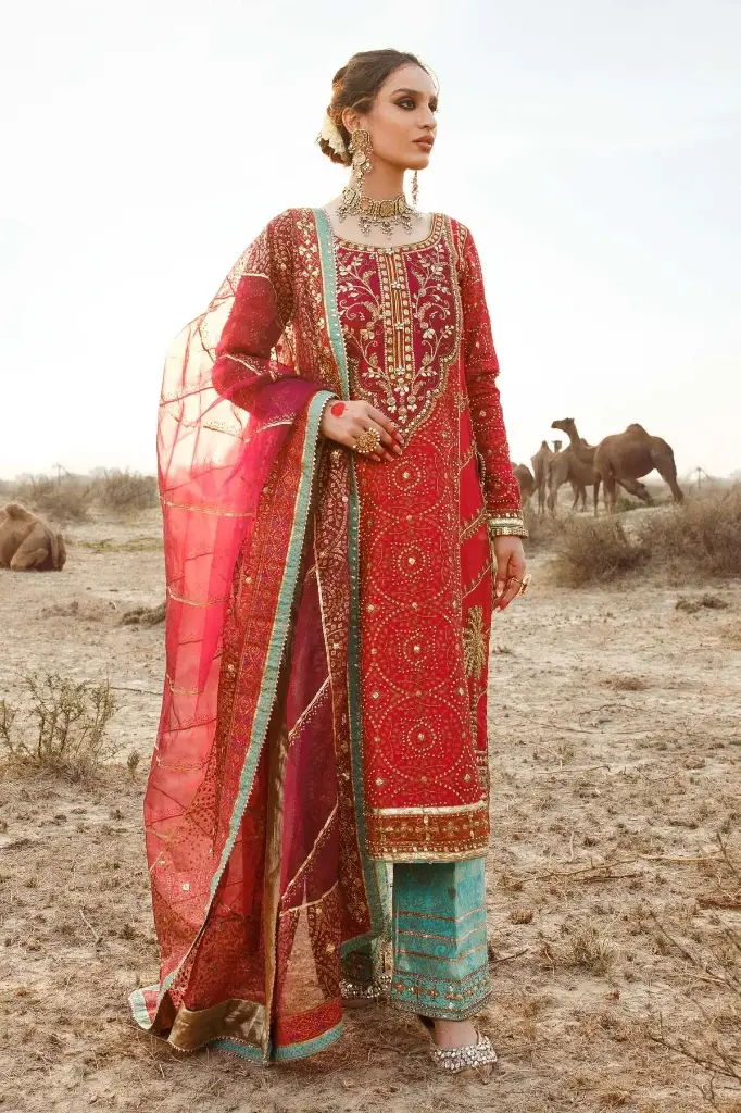 Chunri Silk Salwar Kameez Pakistani Wedding Dress 4